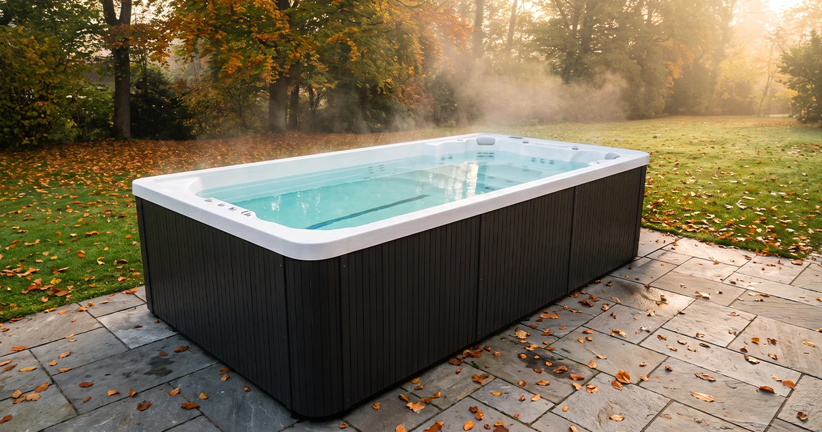 Swim Spa im Herbstgarten